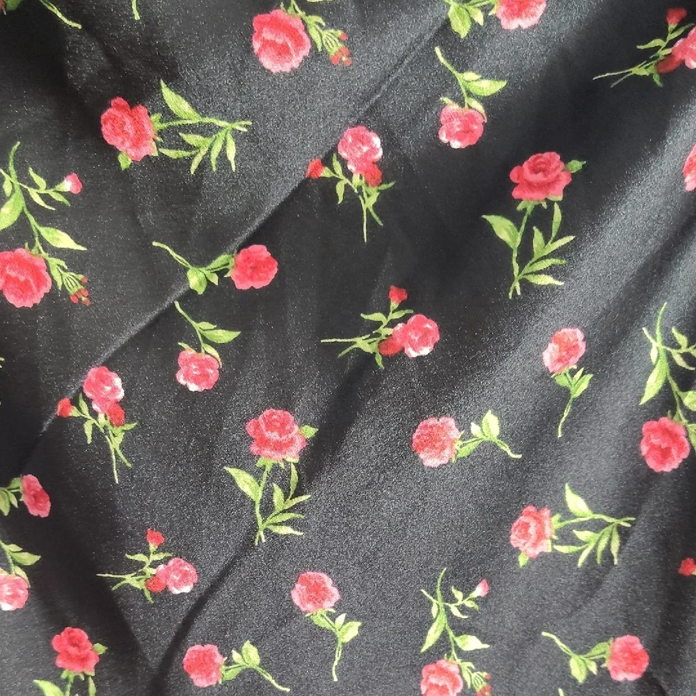 Inspired Hearts Black Slip Dress with Pink Floral Print - Picture 6 of 10